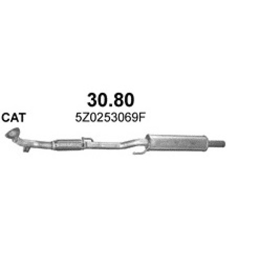 VOLKSWAGEN FOX 1.2 4/2005 - 12/2011 54-60HP, 40-44kW, 1198ccm,front silencer